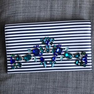 Striped Embellished Clutch